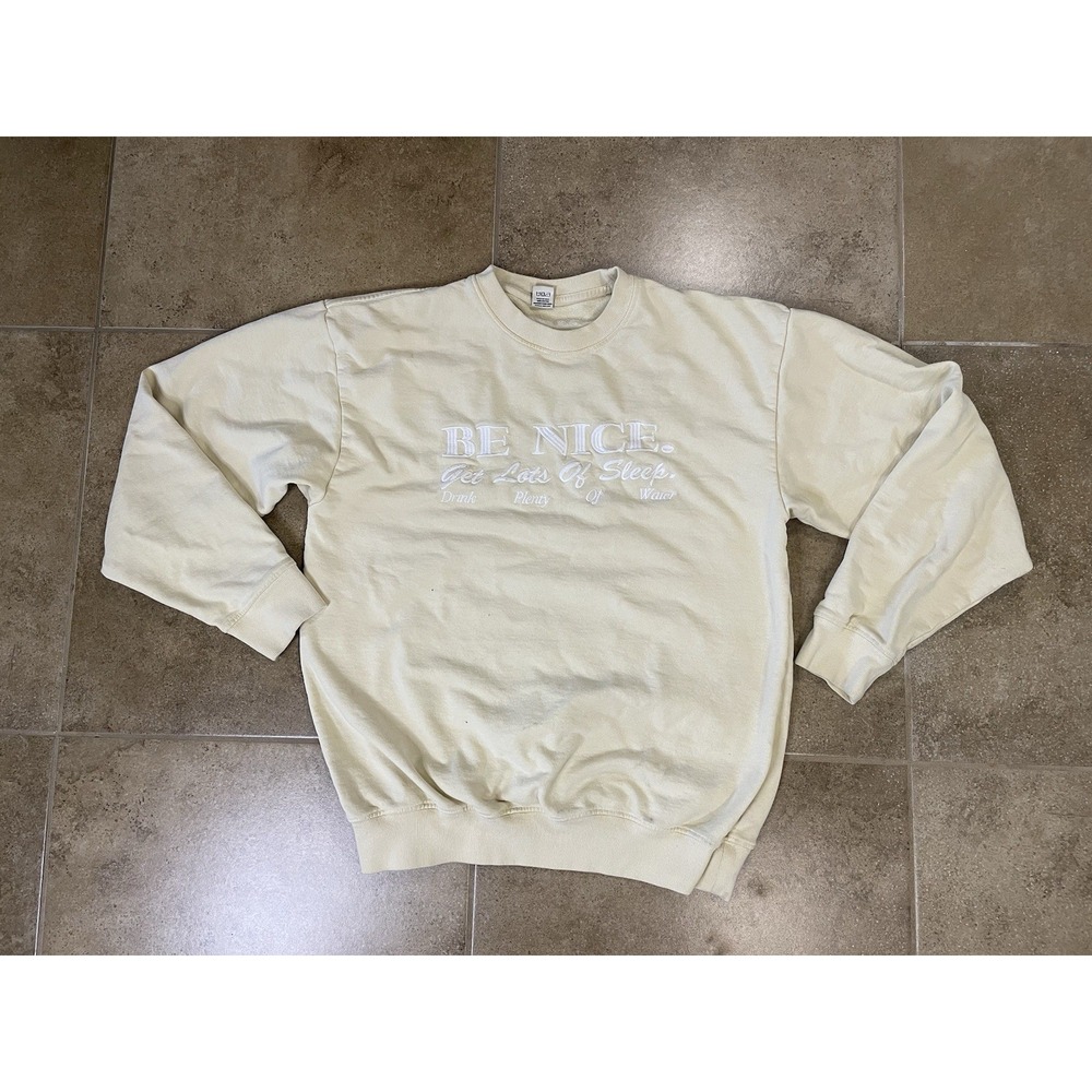 Sporty & Rich Womens Sz M Pullover Sweatshirt Yellow Cotton Embroidered Logo USA